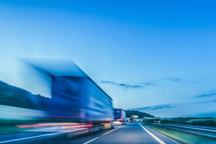 Trucks on a Motorway Motion Blur Light Trails